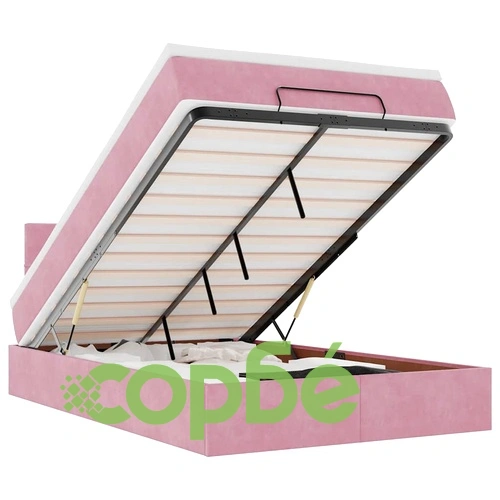 Османска легло с матрак и LED, розово, 120x200 см, кадифе ➤ топ цена ➤ sorbe.bg