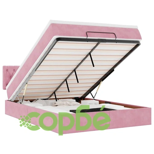 Османска легло с матрак и LED, розово, 140x190 см, кадифе ➤ топ цена ➤ sorbe.bg