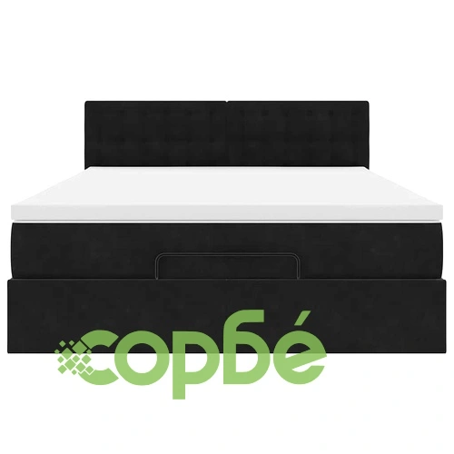 Османска легло с матрак и LED, черно, 140x190 см, кадифе ➤ топ цена ➤ sorbe.bg