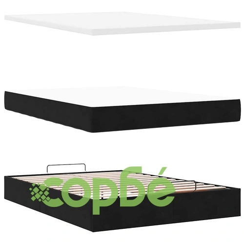 Османска легло с матрак и LED, черно, 140x190 см, кадифе ➤ топ цена ➤ sorbe.bg