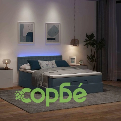 Османска легло с матрак и LED, тъмносиво, 140x200 см, кадифе ➤ топ цена ➤ sorbe.bg