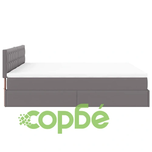 Османска легло с матраци&LED, сиво, 200x200 см, изкуствена кожа ➤ топ цена ➤ sorbe.bg