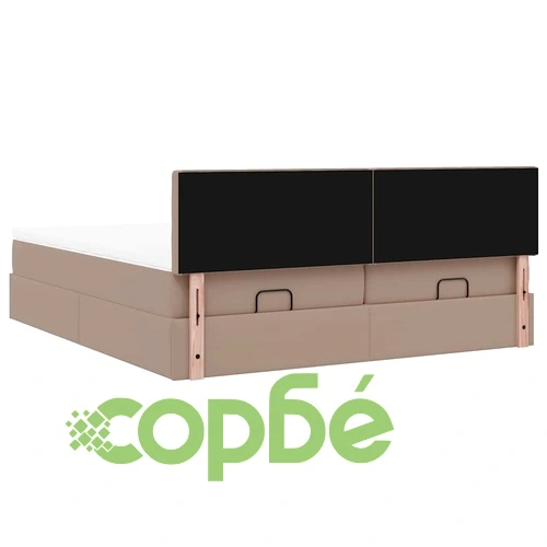 Османска легло с матраци&LED капучино 200x200см изкуствена кожа ➤ топ цена ➤ sorbe.bg