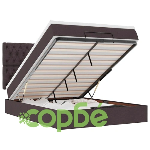 Османска легло с матраци и LED, светлосиво, 160x200 см, плат ➤ топ цена ➤ sorbe.bg