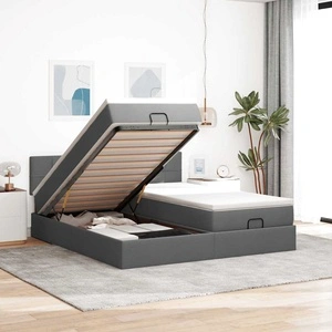 Османска легло с матраци и LED, тъмносиво, 180x200 см, плат