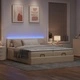 Османска легло с матрак и LED, кремаво, 200x200 см, плат