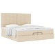 Османска легло с матраци, кремаво, 200x200 см, плат
