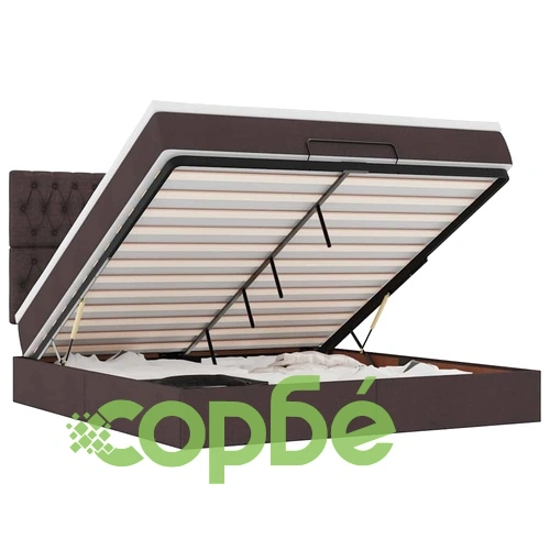 Османска легло с матрак, тъмнокафяво, 180x200 см, плат ➤ топ цена ➤ sorbe.bg