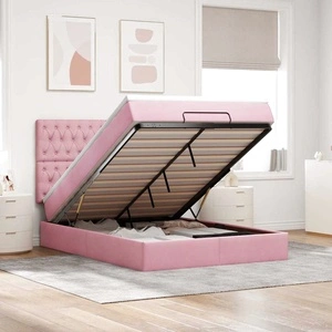 L Легло с матраци розово 140x190cm кадифе