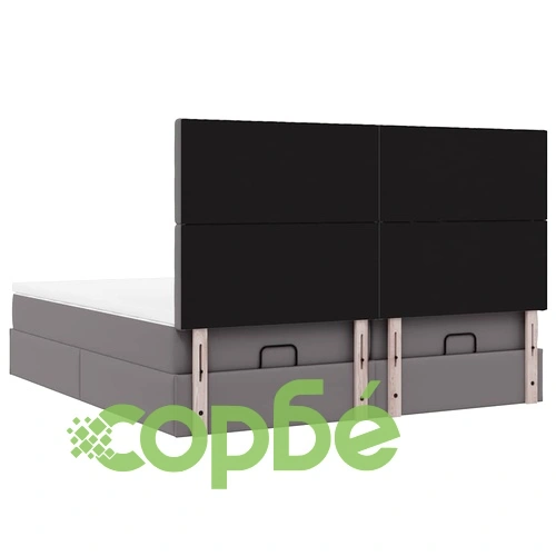 Османска легло с матраци, сиво, 180x200 см, изкуствена кожа ➤ топ цена ➤ sorbe.bg