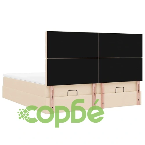 Османска легло с матраци, кремаво, 200x200 см, плат ➤ топ цена ➤ sorbe.bg