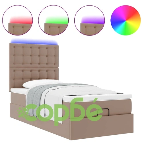 Османска легло с матрак&LED капучино 80x200 см изкуствена кожа ➤ топ цена ➤ sorbe.bg