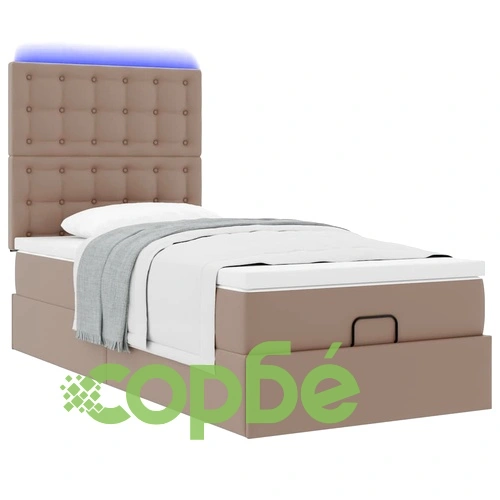 Османска легло с матрак&LED капучино 80x200 см изкуствена кожа ➤ топ цена ➤ sorbe.bg