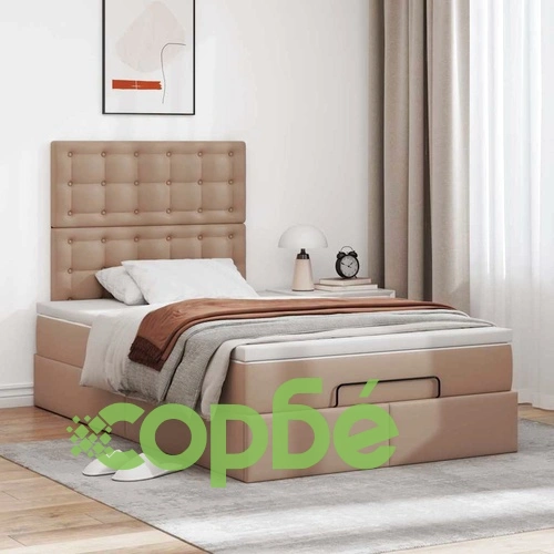 Османска легло с матрак&LED капучино 120x200 см изкуствена кожа ➤ топ цена ➤ sorbe.bg