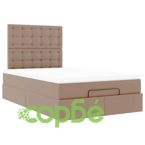 Османска легло с матрак&LED капучино 120x200 см изкуствена кожа ➤ топ цена ➤ sorbe.bg