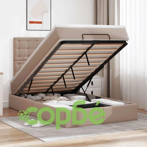 Османска легло с матрак&LED капучино 120x200 см изкуствена кожа ➤ топ цена ➤ sorbe.bg