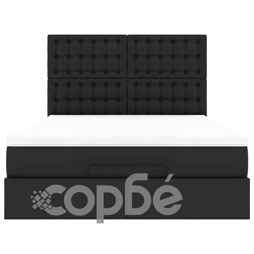 Османска легло с матрак&LED, черно, 140x200 см, изкуствена кожа ➤ топ цена ➤ sorbe.bg