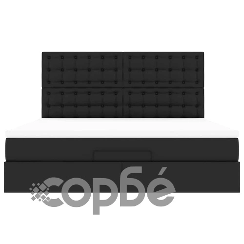 Османска легло с матрак&LED, черно, 160x200 см, изкуствена кожа ➤ топ цена ➤ sorbe.bg