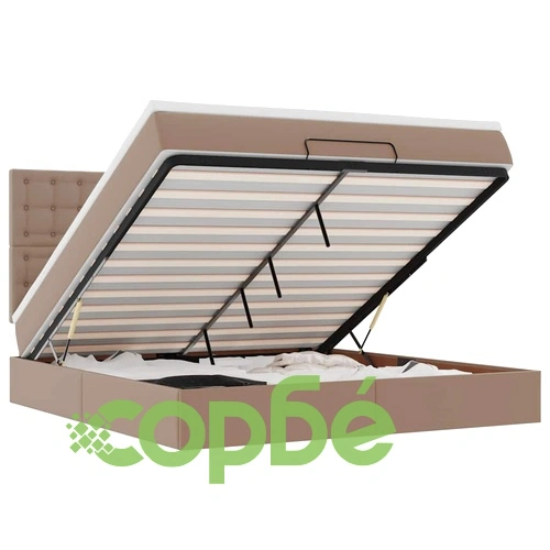 Османска легло с матрак&LED капучино 180x200 см изкуствена кожа ➤ топ цена ➤ sorbe.bg