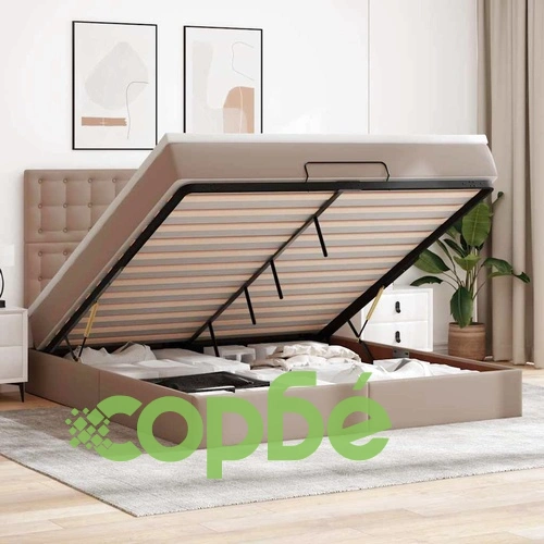 Османска легло с матрак&LED капучино 180x200 см изкуствена кожа ➤ топ цена ➤ sorbe.bg