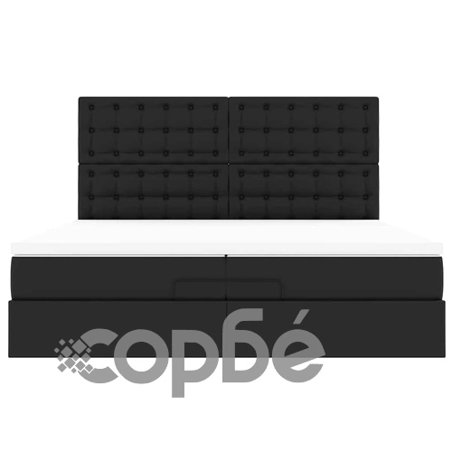 Османска легло с матраци&LED, черно, 200x200см, изкуствена кожа ➤ топ цена ➤ sorbe.bg
