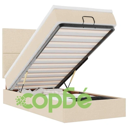 Османска легло с матрак и LED, кремаво, 80x200 см, плат ➤ топ цена ➤ sorbe.bg