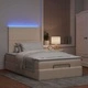 Османска легло с матрак и LED, кремаво, 120x200 см, плат