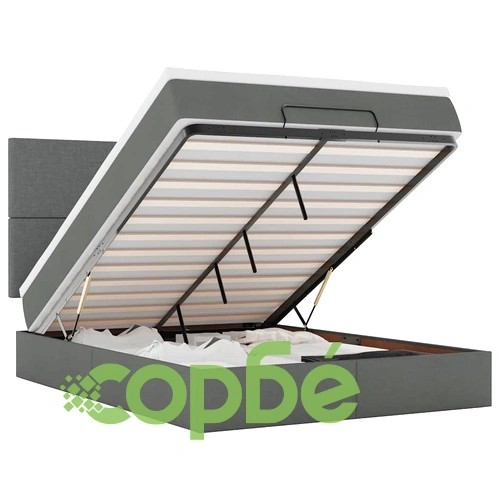 Османска легло с матрак и LED, тъмносиво, 140x190 см, плат ➤ топ цена ➤ sorbe.bg