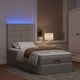 Османска легло с матрак и LED, таупе, 90x200 см, плат