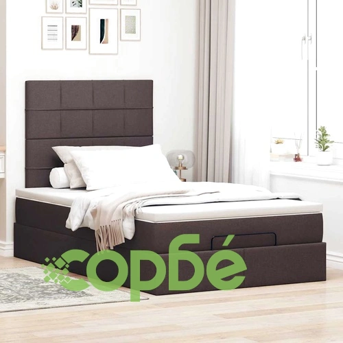 Османска легло с матрак и LED, тъмнокафяво, 120x190 см, плат ➤ топ цена ➤ sorbe.bg