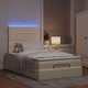 Османска легло с матрак и LED, кремаво, 120x190 см, плат