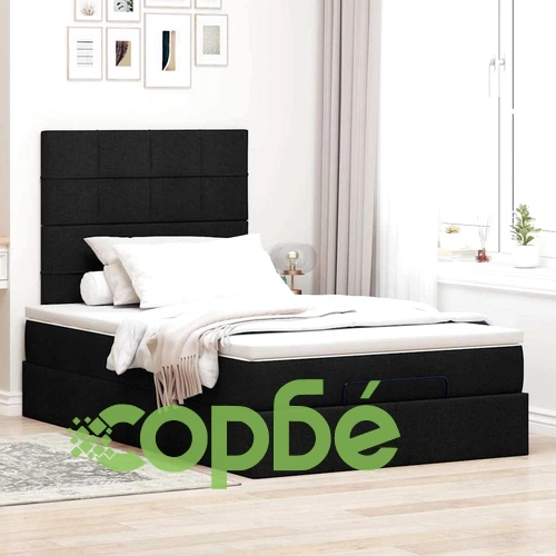 Османска легло с матрак и LED, черно, 120x200 см, плат ➤ топ цена ➤ sorbe.bg