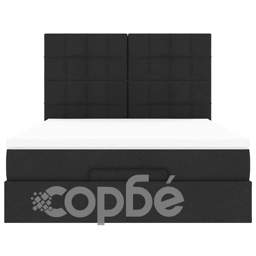 Османска легло с матрак и LED, черно, 140x200 см, плат ➤ топ цена ➤ sorbe.bg