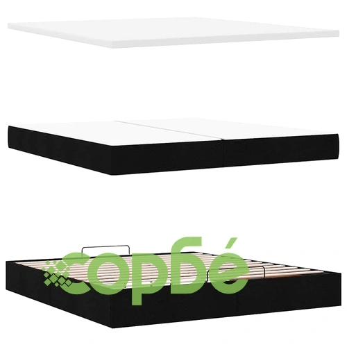 Османска легло с матрак и LED, черно, 200x200 см, плат ➤ топ цена ➤ sorbe.bg