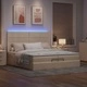 Османска легло с матрак и LED, кремаво, 200x200 см, плат