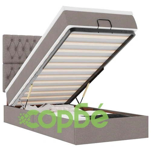 Османска легло с матрак и LED, таупе, 90x190 см, плат ➤ топ цена ➤ sorbe.bg