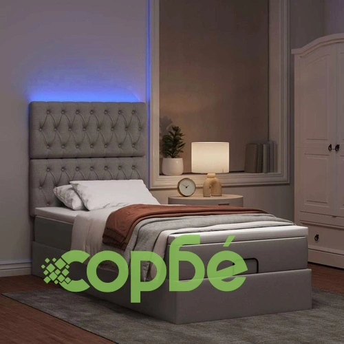 Османска легло с матрак и LED, таупе, 90x200 см, плат ➤ топ цена ➤ sorbe.bg
