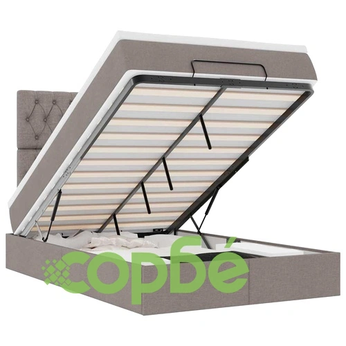 Османска легло с матрак и LED, таупе, 120x190 см, плат ➤ топ цена ➤ sorbe.bg