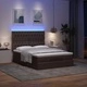 Османска легло с матрак и LED, тъмнокафяво, 140x190 см, плат