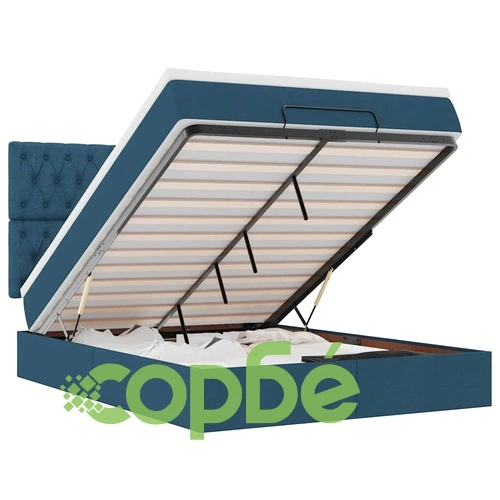 Османска легло с матрак и LED, синьо, 140x190 см, плат ➤ топ цена ➤ sorbe.bg