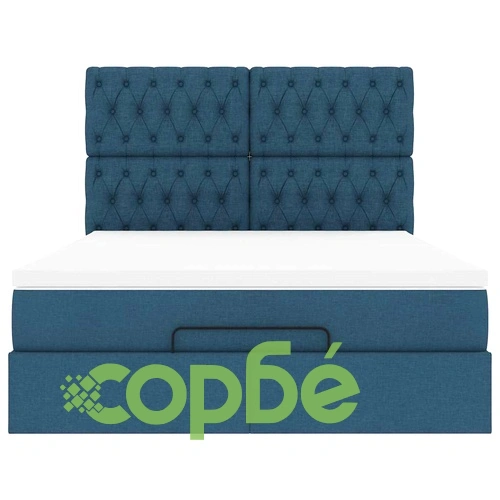 Османска легло с матрак и LED, синьо, 140x190 см, плат ➤ топ цена ➤ sorbe.bg