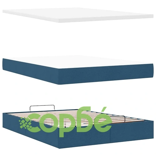 Османска легло с матрак и LED, синьо, 140x190 см, плат ➤ топ цена ➤ sorbe.bg