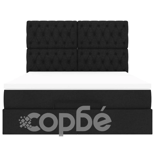 Османска легло с матрак и LED, черно, 140x200 см, плат ➤ топ цена ➤ sorbe.bg