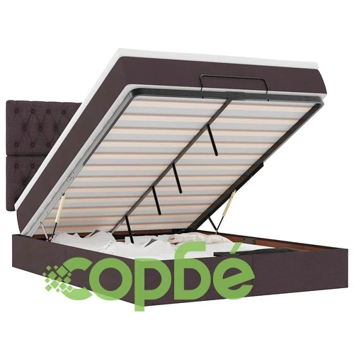 Османска легло с матрак и LED, тъмнокафяво, 140x200 см, плат ➤ топ цена ➤ sorbe.bg