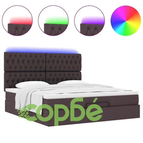 Османска легло с матрак и LED, тъмнокафяво, 180x200 см, плат ➤ топ цена ➤ sorbe.bg