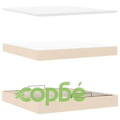 Османска легло с матрак и LED, кремаво, 180x200 см, плат ➤ топ цена ➤ sorbe.bg