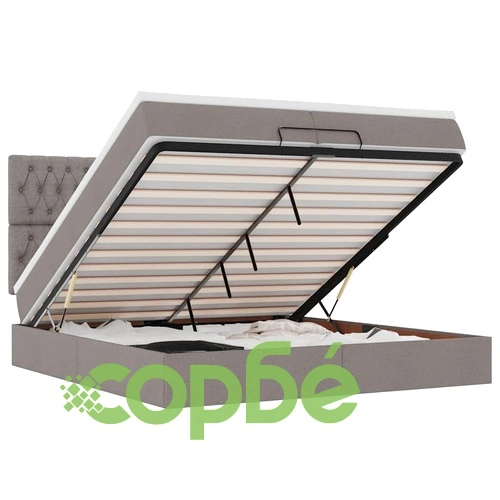 Османска легло с матрак и LED, таупе, 200x200 см, плат ➤ топ цена ➤ sorbe.bg