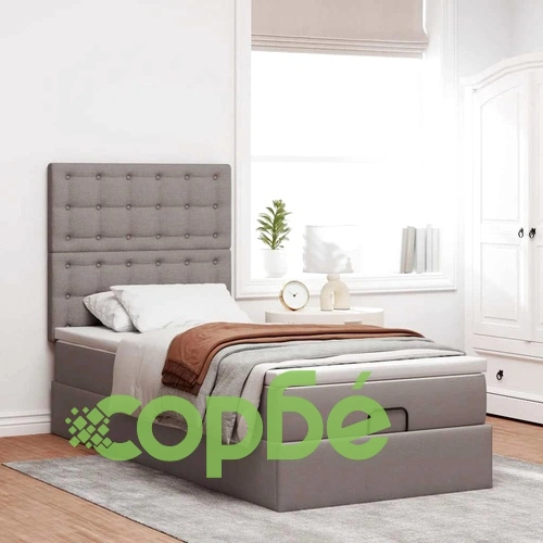 Османска легло с матрак и LED, таупе, 80x200 см, плат ➤ топ цена ➤ sorbe.bg