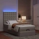 Османска легло с матрак и LED, таупе, 90x200 см, плат
