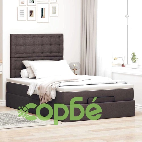 Османска легло с матрак и LED, тъмнокафяво, 120x200 см, плат ➤ топ цена ➤ sorbe.bg